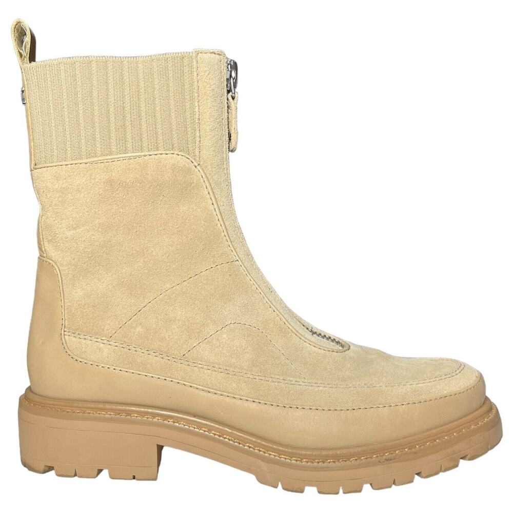 Sam Edelman Boots Womens 8 Leone Leather Chunky Mid Calf Combat Shoes Tan - Picture 1 of 16